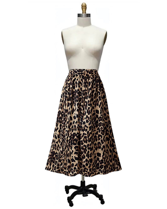 Catty- the Leopard Print Midi Skirt