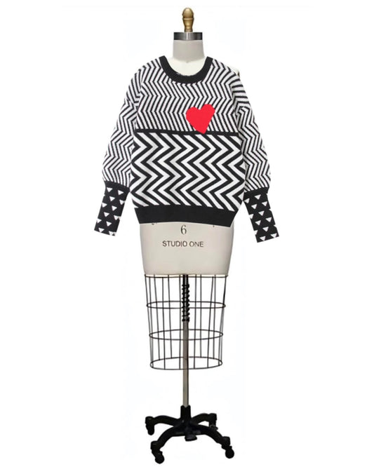 Heartbeat- the New Wave Striped Heart Sweater
