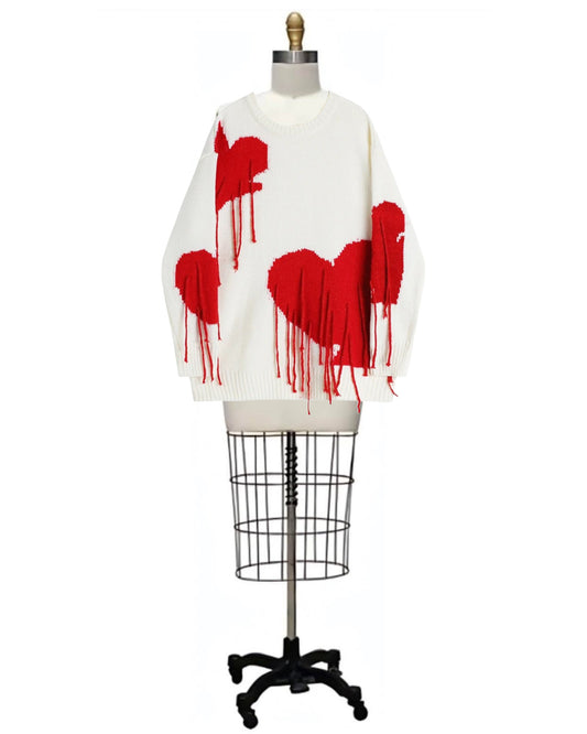 Shredded- the Red Bleeding Heart Sweater