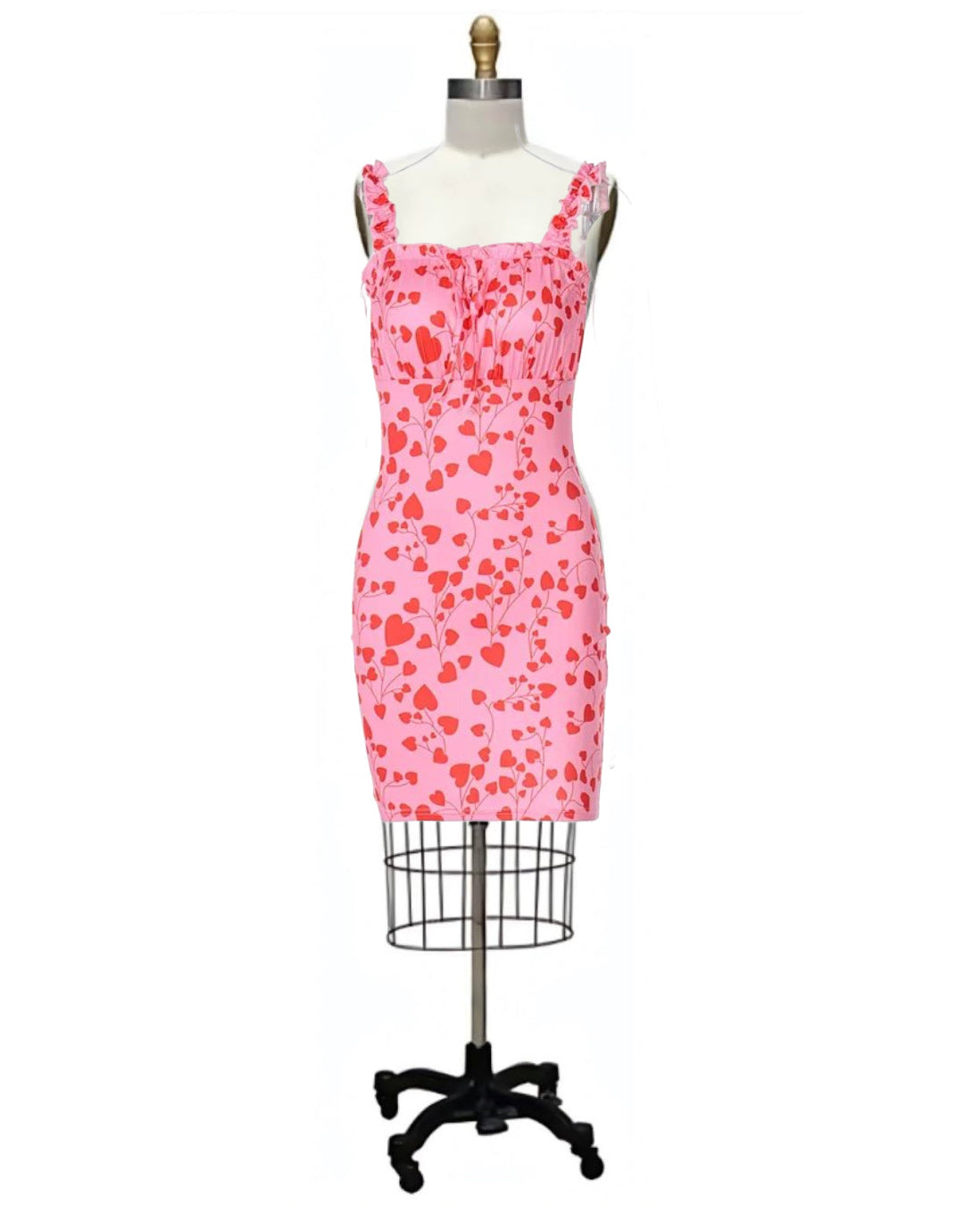 Y2K Love- the Pink 90s Inspired Mini Dress with Red Hearts