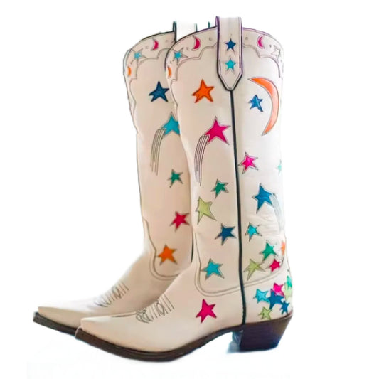 Big Star- the Metallic Pastel Stars Cowgirl Boots