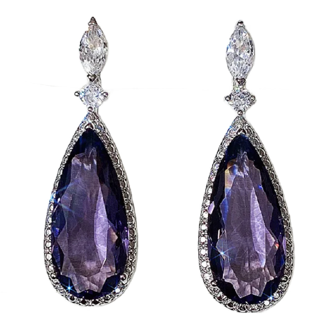 Violet- the Violet Cubic Zirconia Drop Earrings