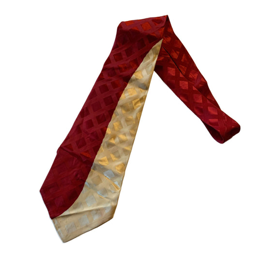 Two Tone Cranberry and Ivory Silk Men's Tie circa 1940s