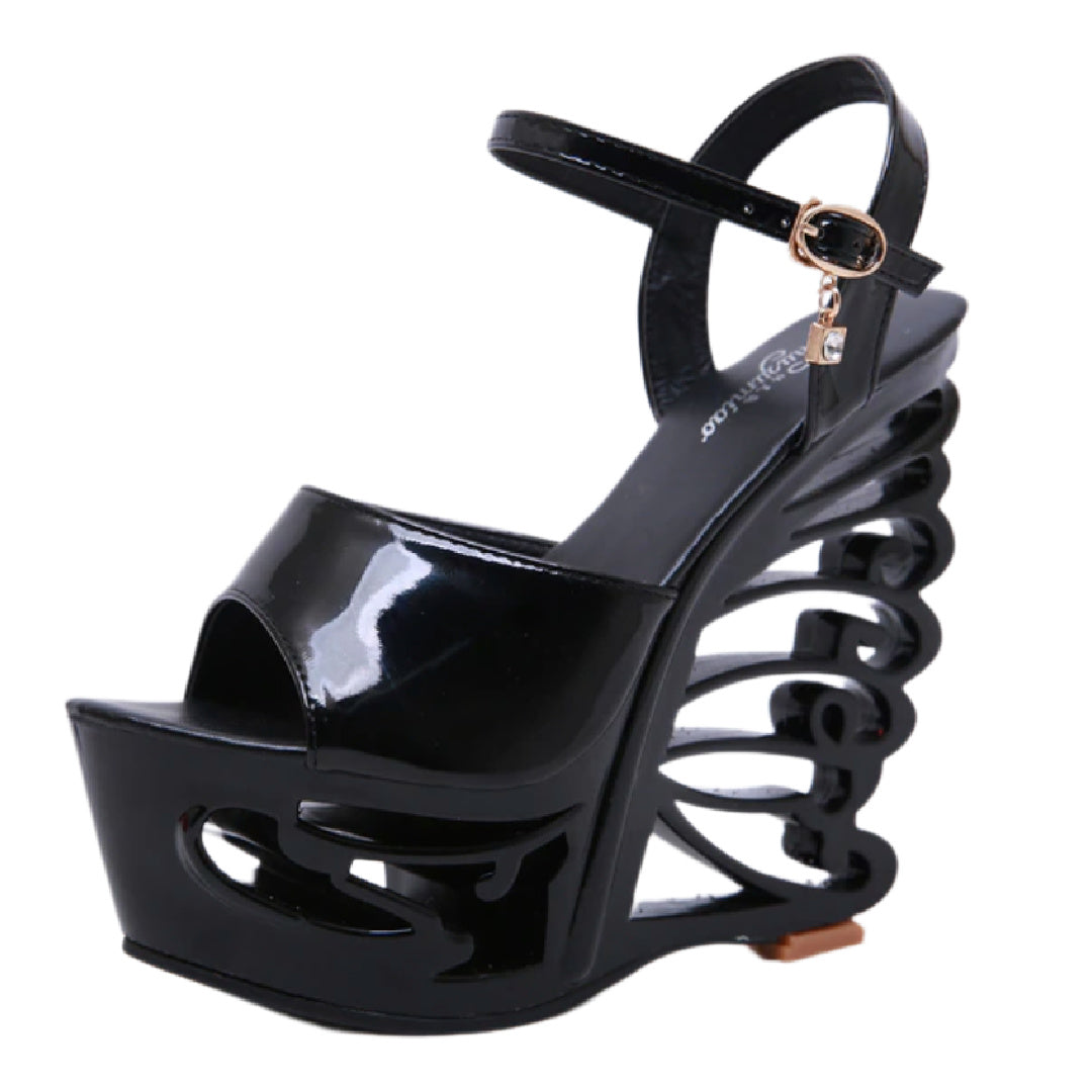 Spinal Tap- the Sculpted Spine Style Wedge Heel Shoes 3 Colors 2 Styles