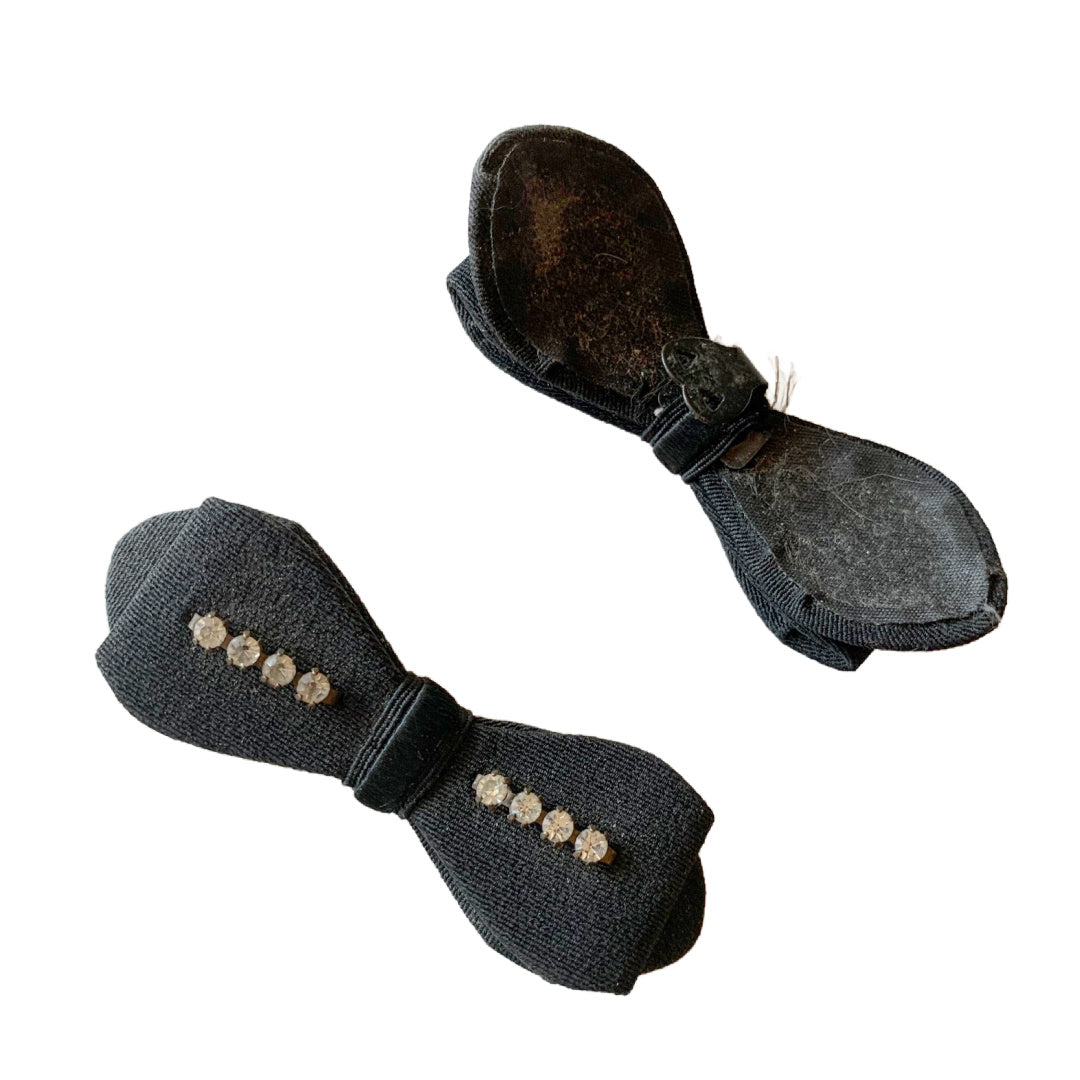 Black Bow with Rhinestones Shoe Accents circa 1930s