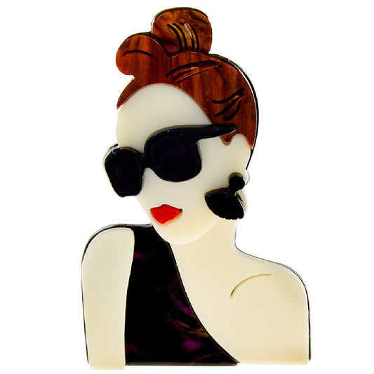 Nagel- the 80s Style Acrylic Woman's Face Brooch