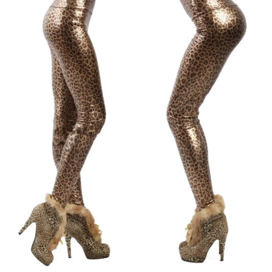 Shiny Shiny- the Metallic Leopard Print Stretch Leggings