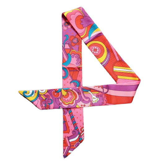 Necking- the Bright Psychedelic Print Skinny Scarf 5 Colors