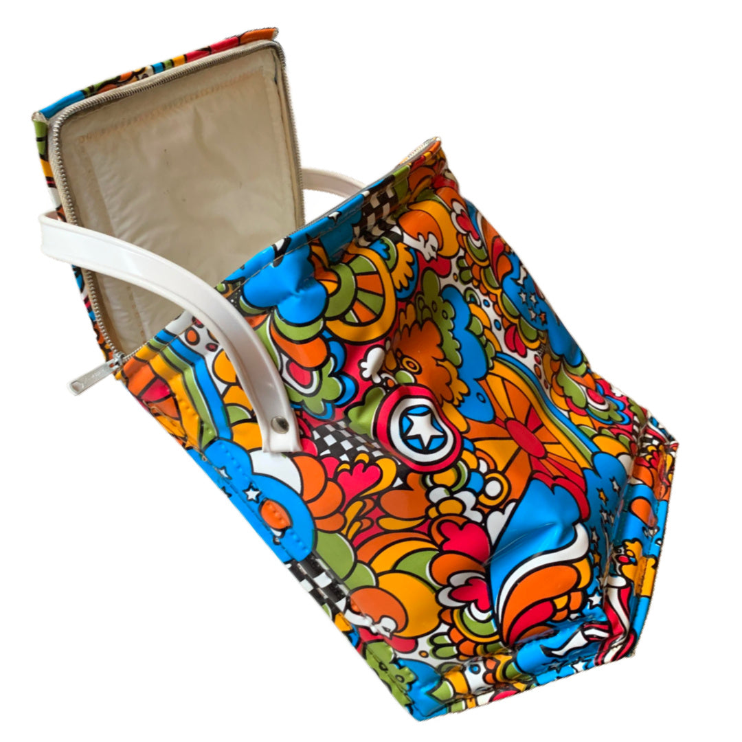 Peter Max Style Vinyl Cooler Lunch Bag circa 1970s