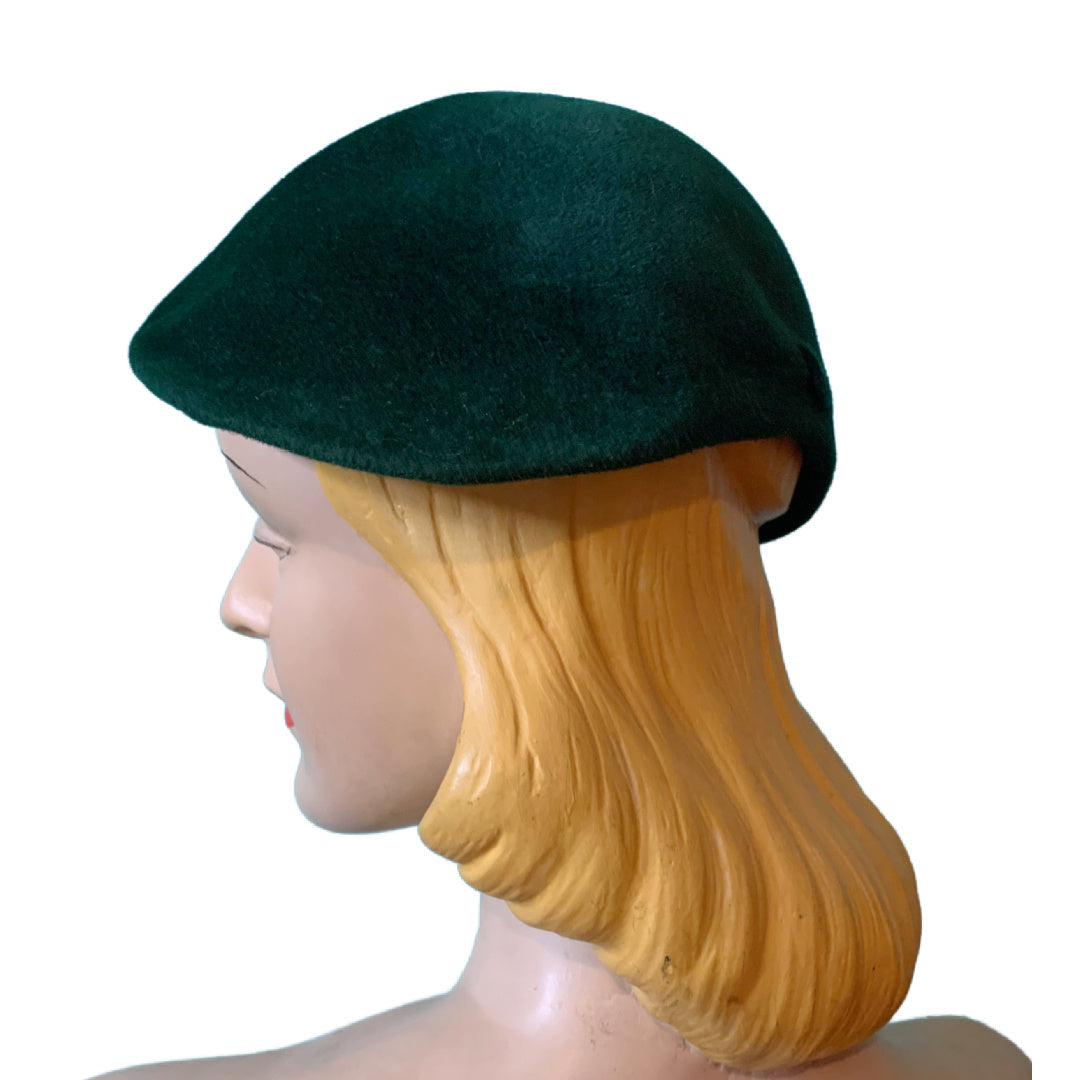Forest Green Felted Wool Cocktail Hat with Sculpted Bow circa 1950s Dior