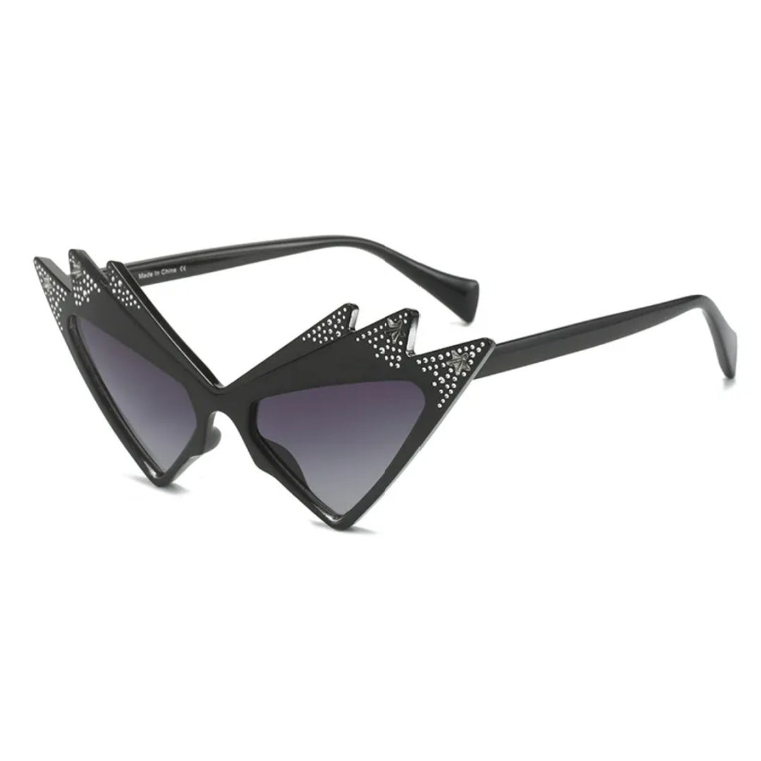 Lightning- the Jagged Cat Eye Sunglasses with Rhinestones 4 Colors