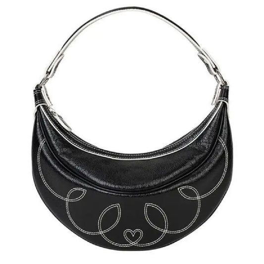 Saddle Up- the Western Style Top Stitched Black Handbag