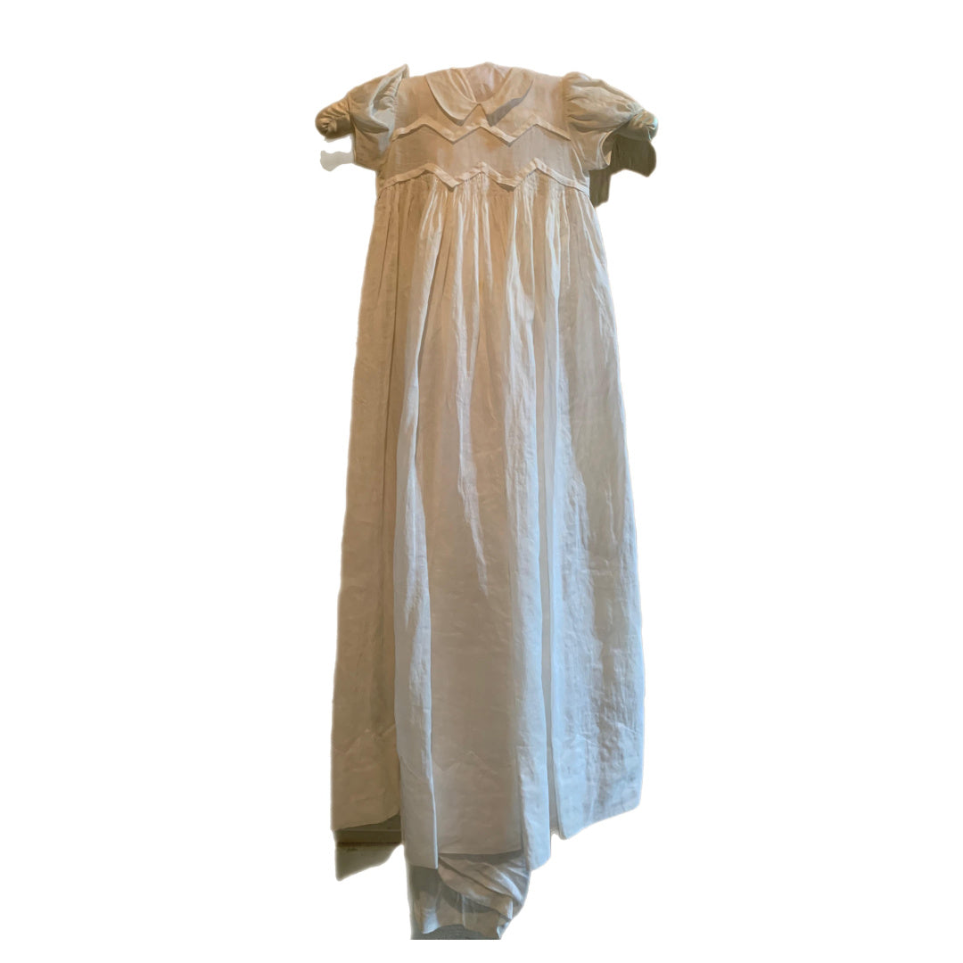 White Cotton Voile Cotton Christening Gown with Slip circa 1920s