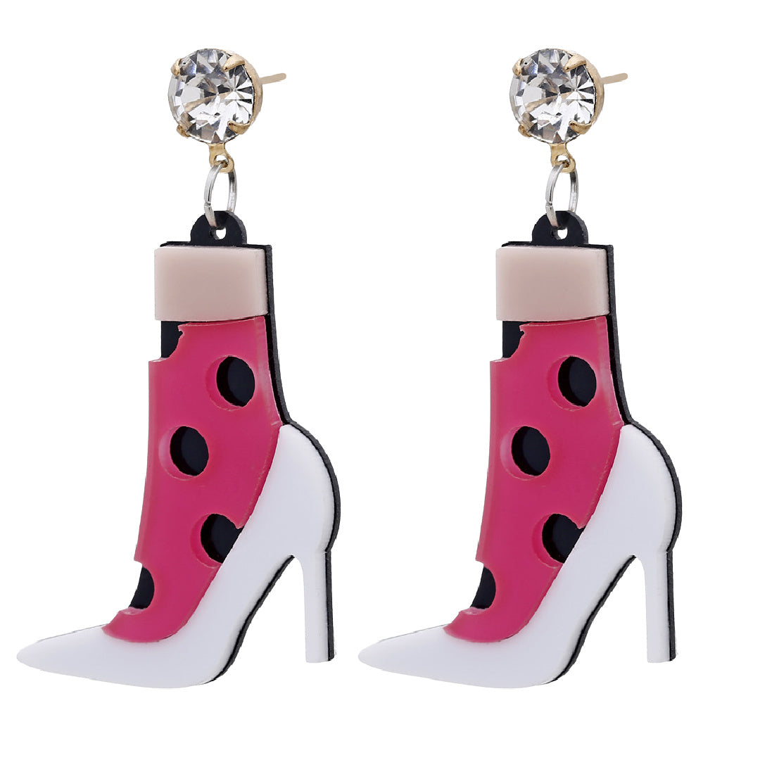 Anklet- the Polka Dot Ankle Socks and High Heels Dangle Earrings