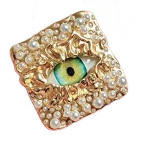 See Squared- the Square Surrealist Ring with Eye
