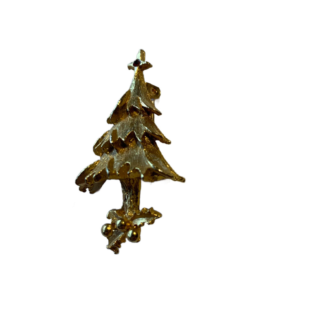 Small Golden Christmas Tree Brooch circa 1960s