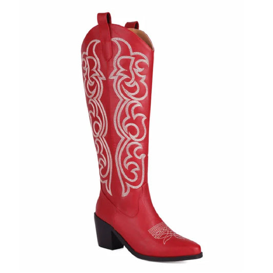 Houston- the Western Embroidered Tall Cowgirl Boots 3 Colors