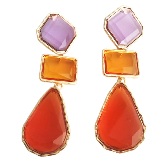 Betty- the Glass Look Dangle Statement Earrings 2 Color Ways