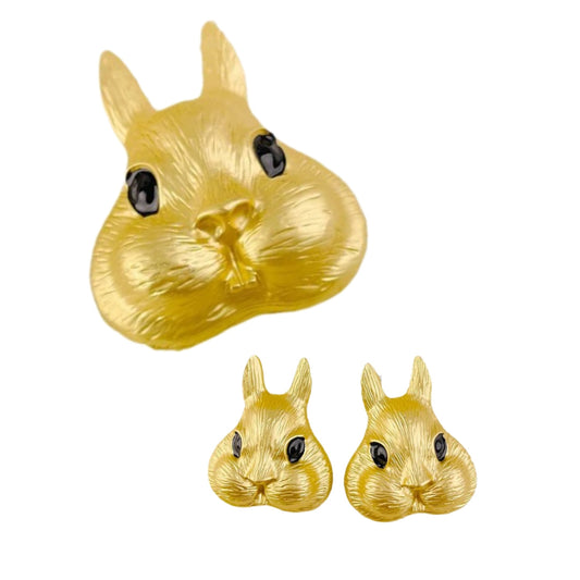 Nibbles- the Golden Bunny Brooch or Earrings