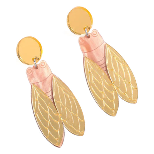 Brood X- the Cicada Carved Acrylic Earrings 2 Color Ways Pink or Green