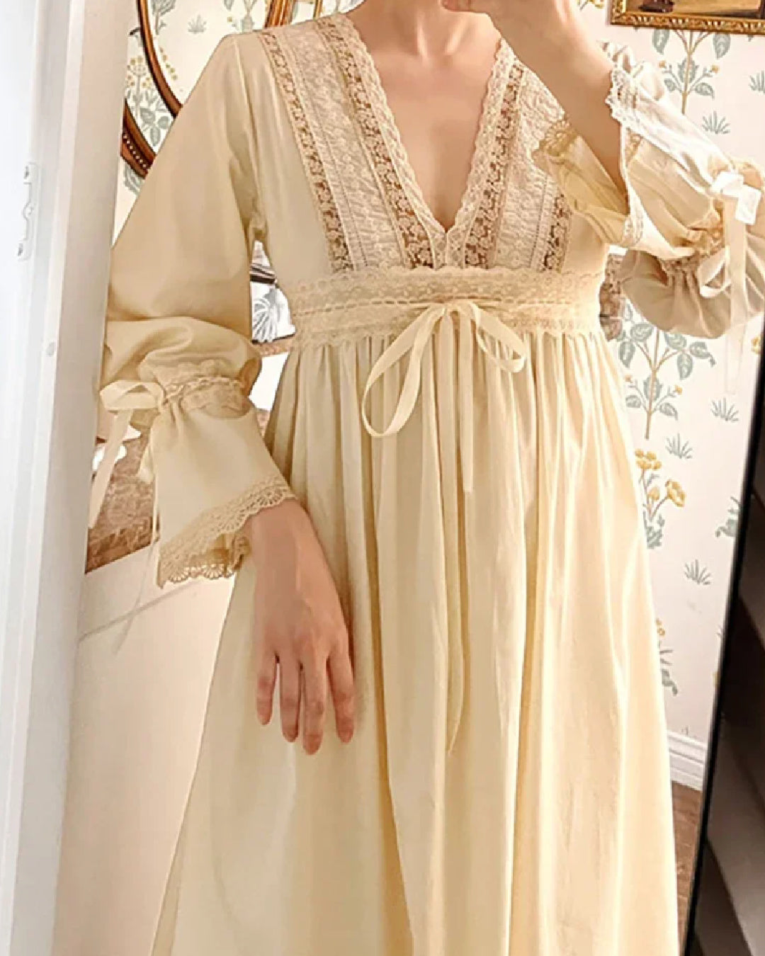 Princess- the Gunne Style Cotton Long Sleeved Night Dress 2 Colors