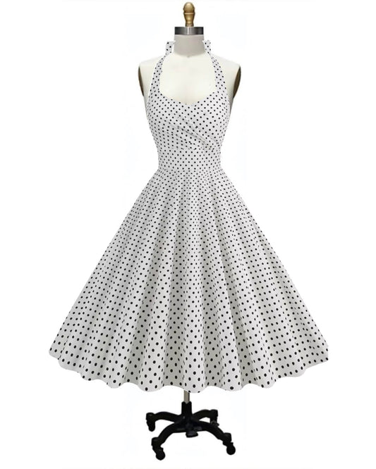 Lucy- the Polka Dot 1950s Style Halter Dress 3 Colors