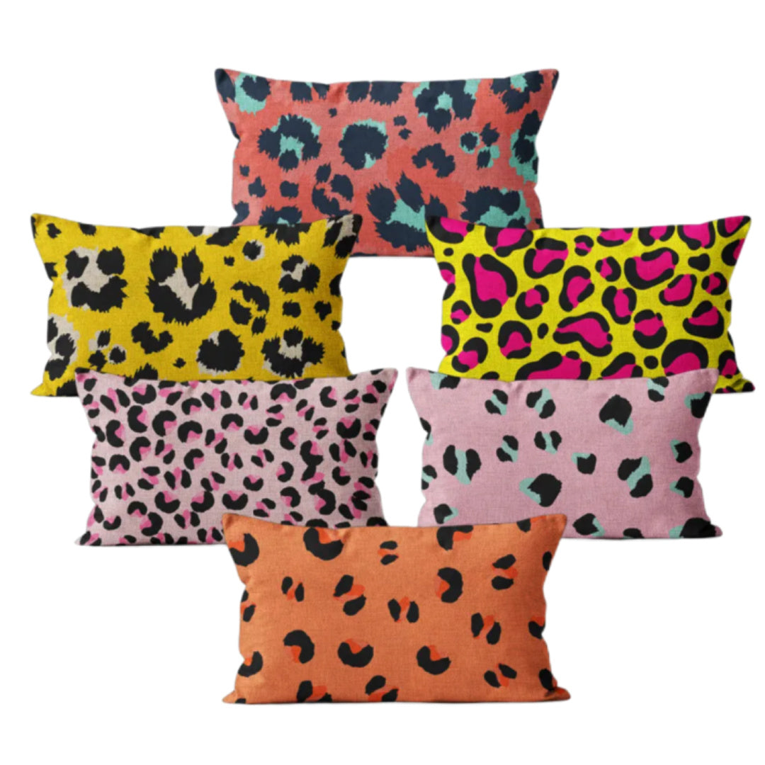 Candy Cats- the Animal Print Bright Colored Pillow Cover Collection 11 Color Ways