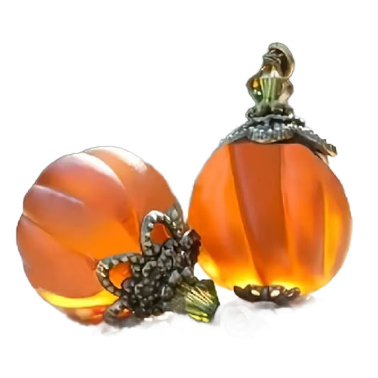 Punky- the Frosted Glass Pumpkin Earrings