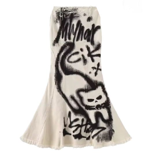 Catscratch- the Cat Graffiti Print Skirt