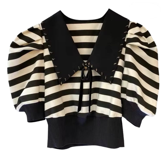 OuiOui- the French Girl Striped Knit Top