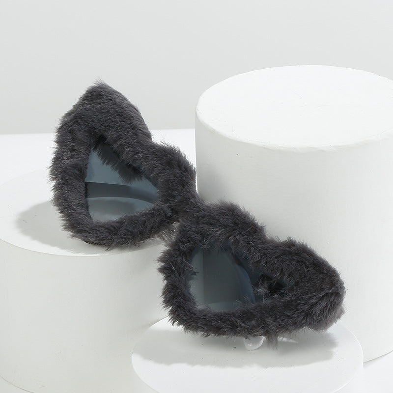 Hot Fuzz- the Heart Shaped Faux Fur Sunglasses 6 Colors