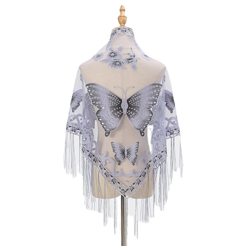 Flutterby- the Butterfly Lace Fringed Shawl