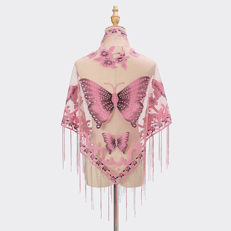 Flutterby- the Butterfly Lace Fringed Shawl