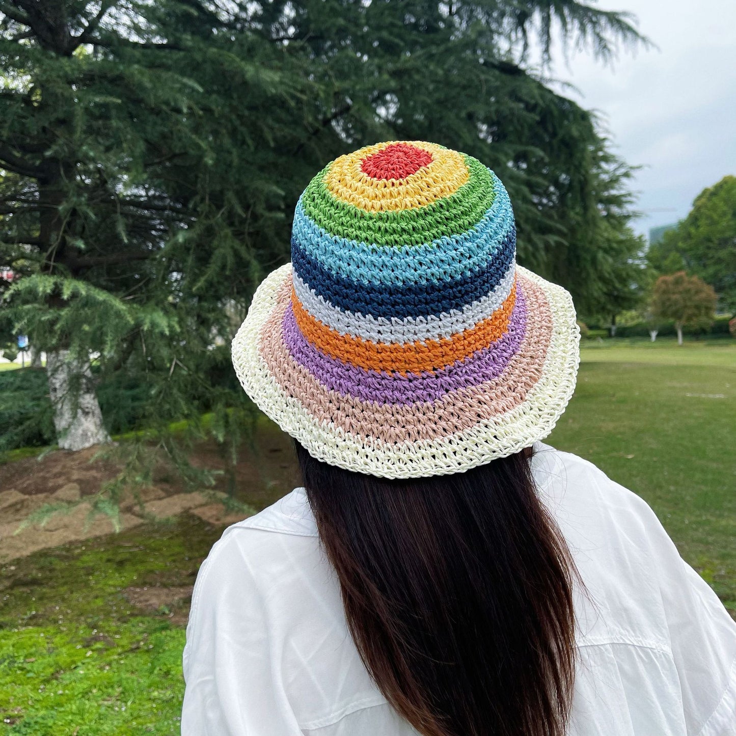 Delia- the Striped Crochet Sisal Bucket Hat 4 Color Ways