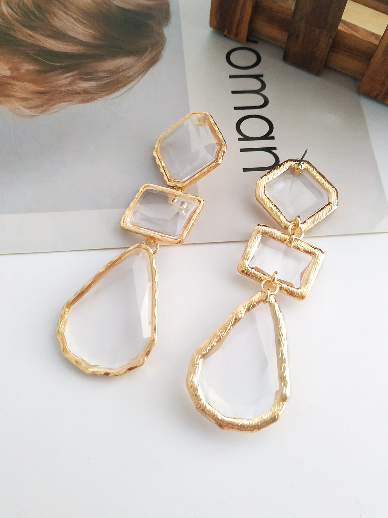 Betty- the Glass Look Dangle Statement Earrings 2 Color Ways
