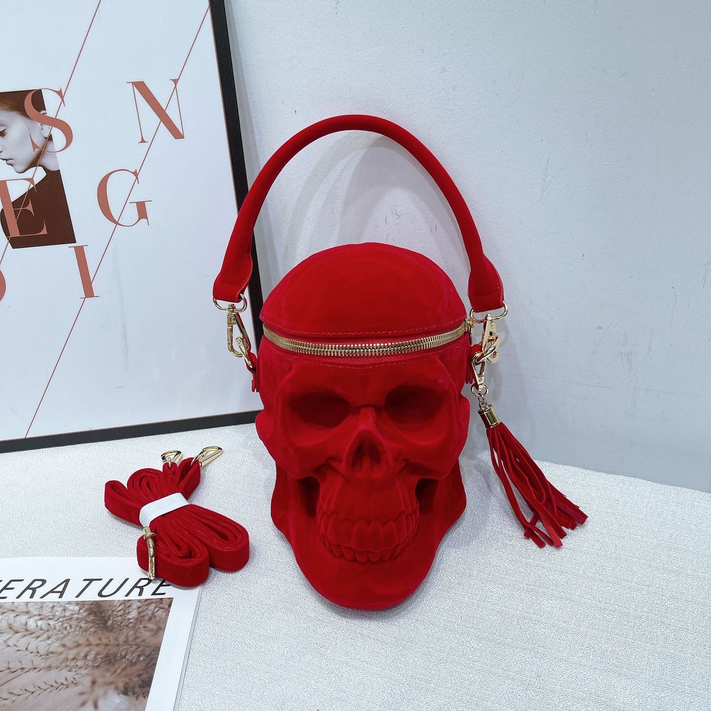 Masque- the Flocked Death Skull Mini Handbag
