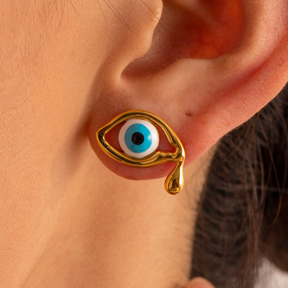 Dali- the Surrealist Crying Blue Eye Earrings