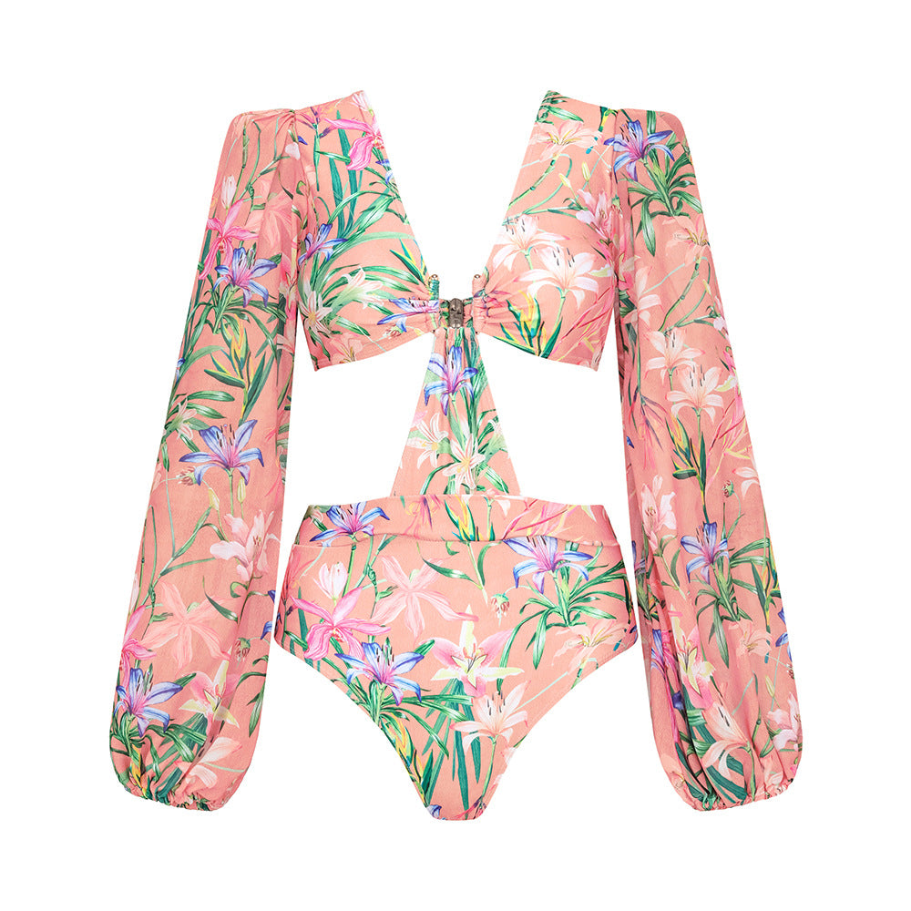 Lilies- the Dusky Pink Lily Print Swimsuit and/or Skirt 2 Styles Swimsuits