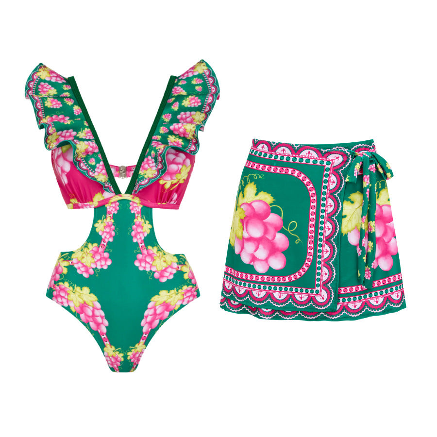 Grappa- the Grape Print Folkloric Print Swimsuits and Skirts Collection