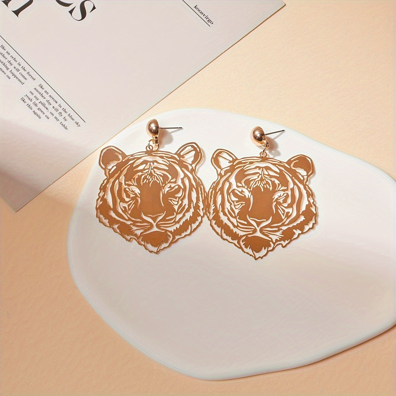 Rawr- the Cut Metal Tiger Face Dangle Earrings 2 Colors