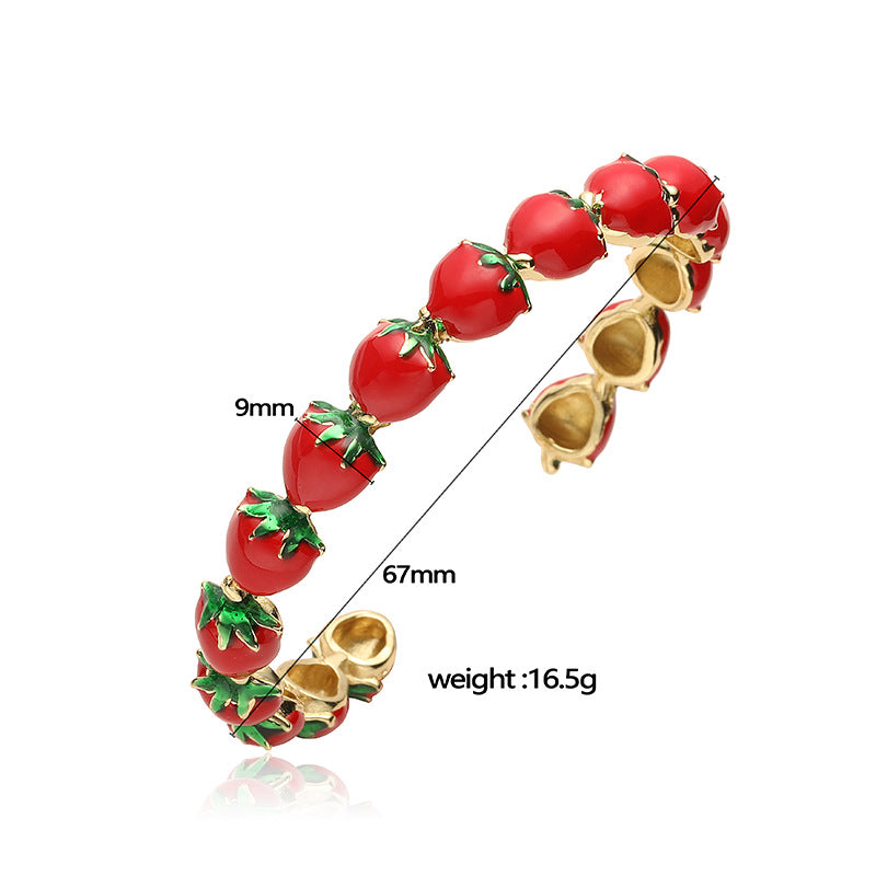 Berry Band- the Cherry or Strawberry Enameled Metal Bracelet