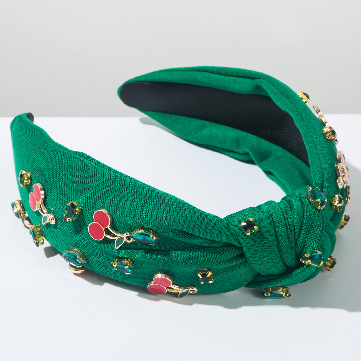 Cherry Valance- the Cherry Charms and Rhinestones Fabric Headband 2