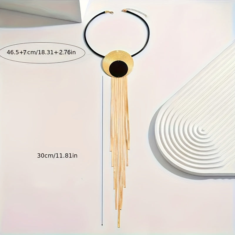 Drip- the Circle and Fringe Pendant Necklace with 2 Colors