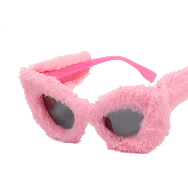Faux- the Faux Fur Covered Cat Eye Sunglasses