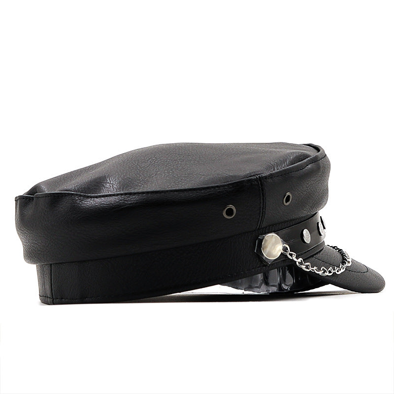 My Captain- the Anchor and Studded Black Vinyl Captain's Hat