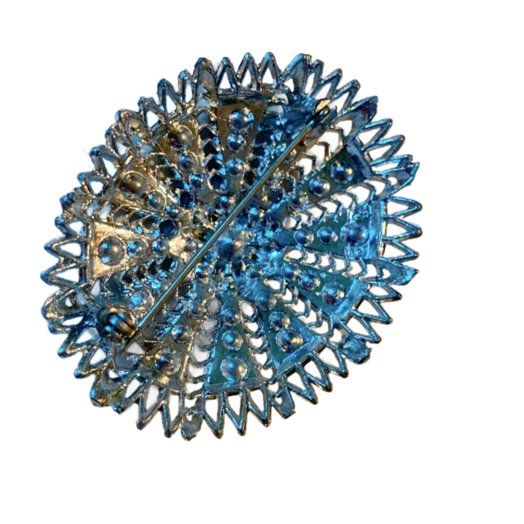 Sparkling Clear Rhinestone Oval Statement Brooch circa 1930s