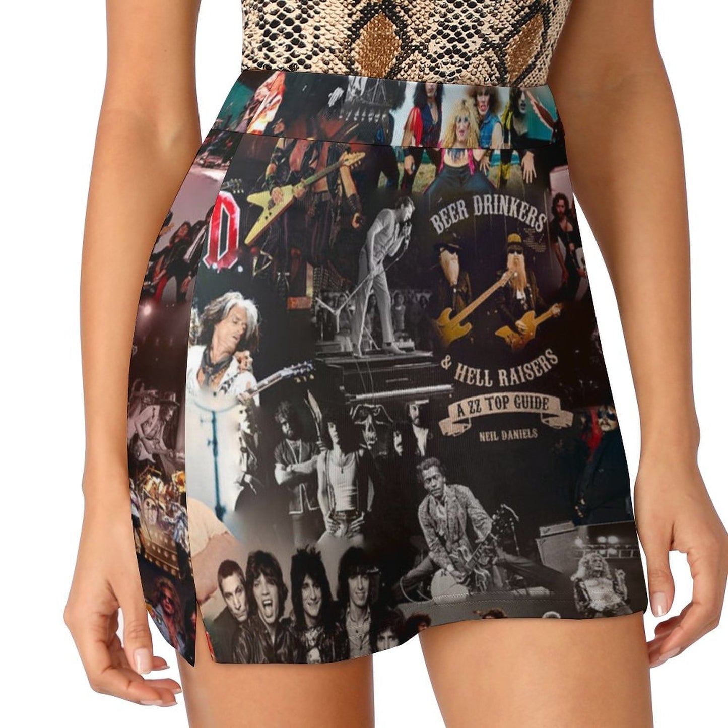 Rock 'n Roll- the Rock Band Photo Print Mini Skirt