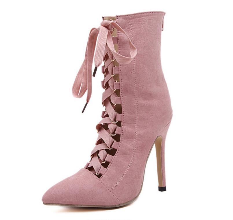 Ripper- the Victorian Damsel Lace Up Ankle Boot Black or Pink