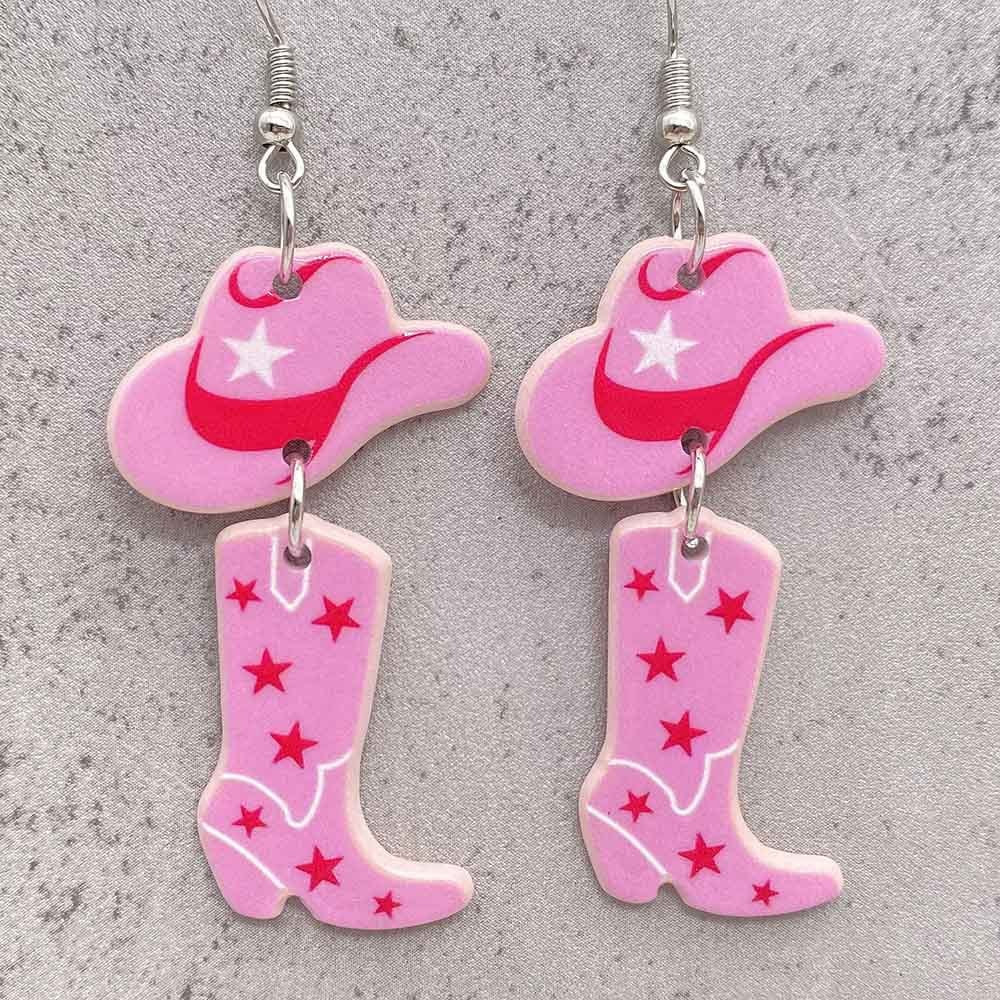 Disco West- the Pink Disco Cowgirl Earrings