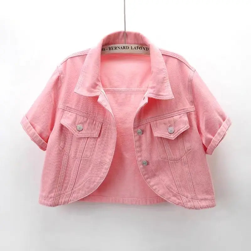 Peony- the Pink Puff Sleeve Cropped Denim Jacket 4 Colors